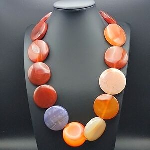 Massive 1950.00 Cts Onyx Beaded Disc Necklace Natural Gemstone Chunky